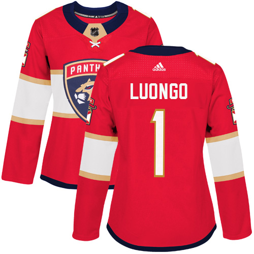 Adidas Panthers #1 Roberto Luongo Red Home Authentic Women's Stitched NHL Jersey